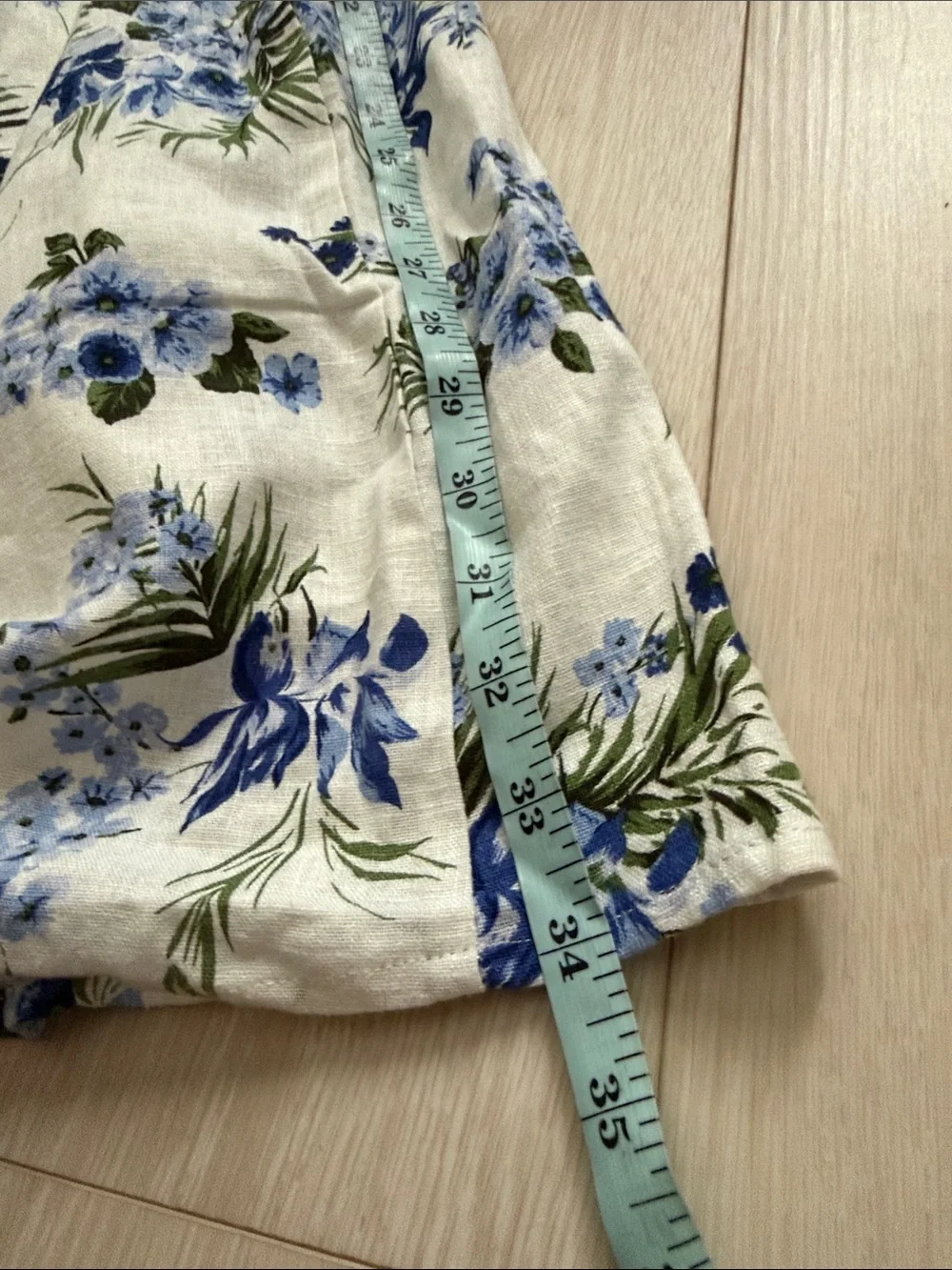 Rachel Zoe White Midi Skirt with Blue Floral Print